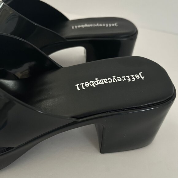 NEW! Jeffery Campbell Black Bubblegum Platform Sandals Heel Mule Patent Slides 6 - Picture 10 of 16